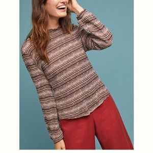 Anthropologie striped cropped knit top
